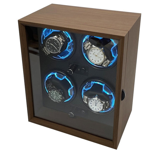 Four Watch Winder For Automatic Watches Case Mute Carbon Fibre Antimagnetic Mechanical Storage Watchs Box