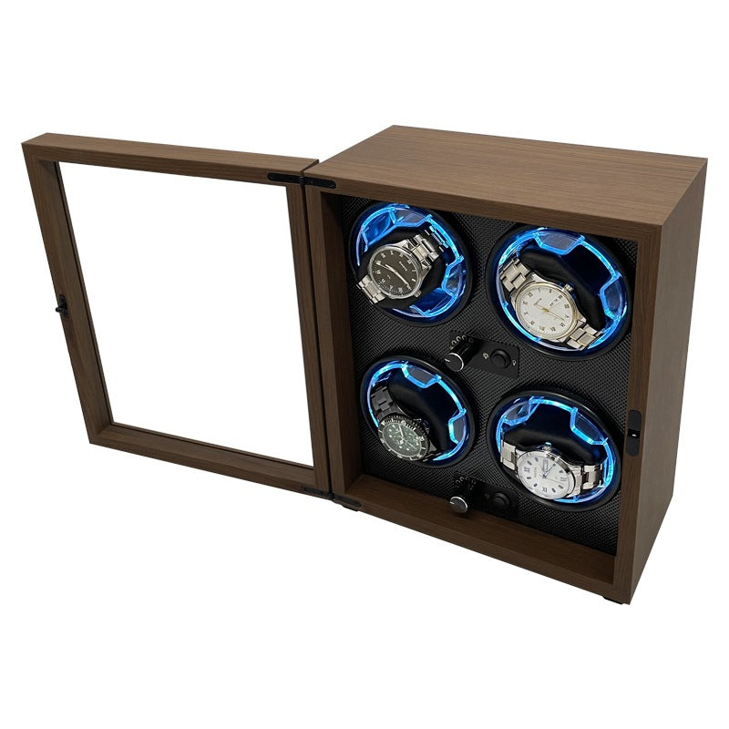 Four Watch Winder For Automatic Watches Case Mute Carbon Fibre Antimagnetic Mechanical Storage Watchs Box