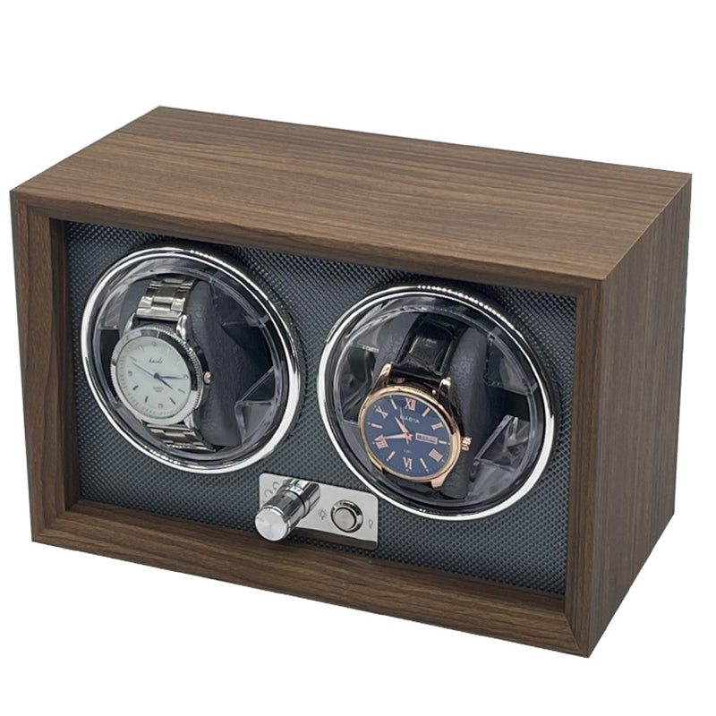 2 Watch Winder For Automatic Watches Case Mute Carbon Fibre Antimagnetic Mechanical Storage Watchs Box