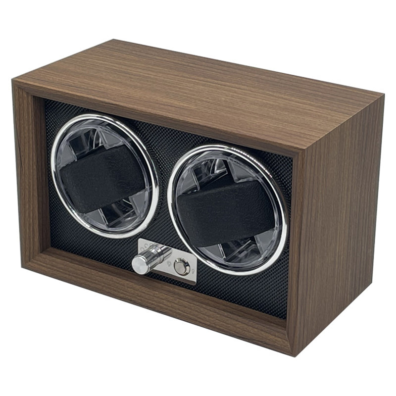 2 Watch Winder For Automatic Watches Case Mute Carbon Fibre Antimagnetic Mechanical Storage Watchs Box