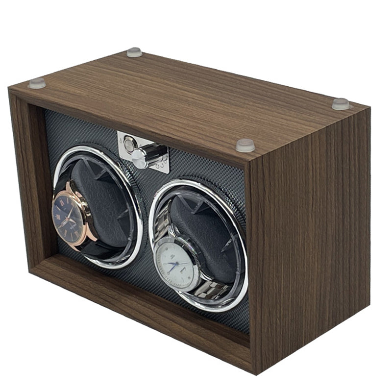 2 Watch Winder For Automatic Watches Case Mute Carbon Fibre Antimagnetic Mechanical Storage Watchs Box