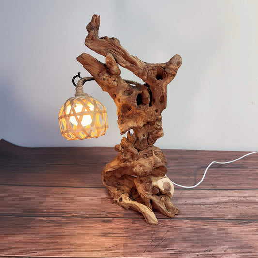 Driftwood Table Lamp,Wooden Night Lamp,Handcrafted Root Lamp
