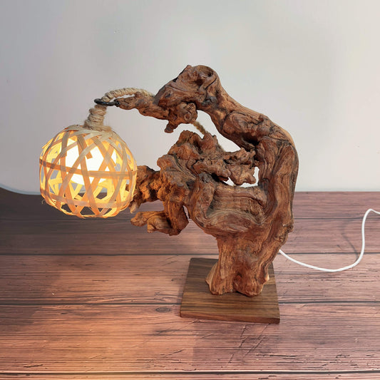 Driftwood Table Lamp,Wooden Night Lamp,Handcrafted Root Lamp