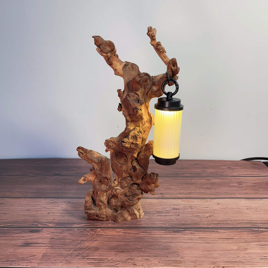 Driftwood Table Lamp,Wooden Night Lamp,Handcrafted Root Lamp