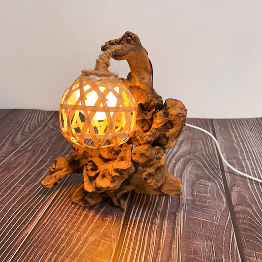 Driftwood Table Lamp,Wooden Night Lamp,Handcrafted Root Lamp
