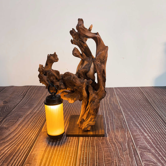 Driftwood Table Lamp,Wooden Night Lamp,Handcrafted Root Lamp