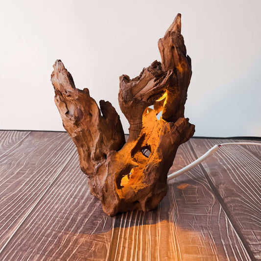 Driftwood Table Lamp,Wooden Night Lamp,Handcrafted Root Lamp