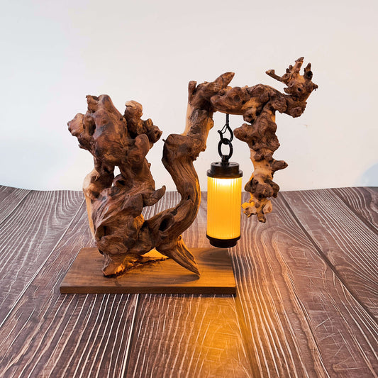 Driftwood Table Lamp,Wooden Night Lamp,Handcrafted Root Lamp – Natural Wood Decor