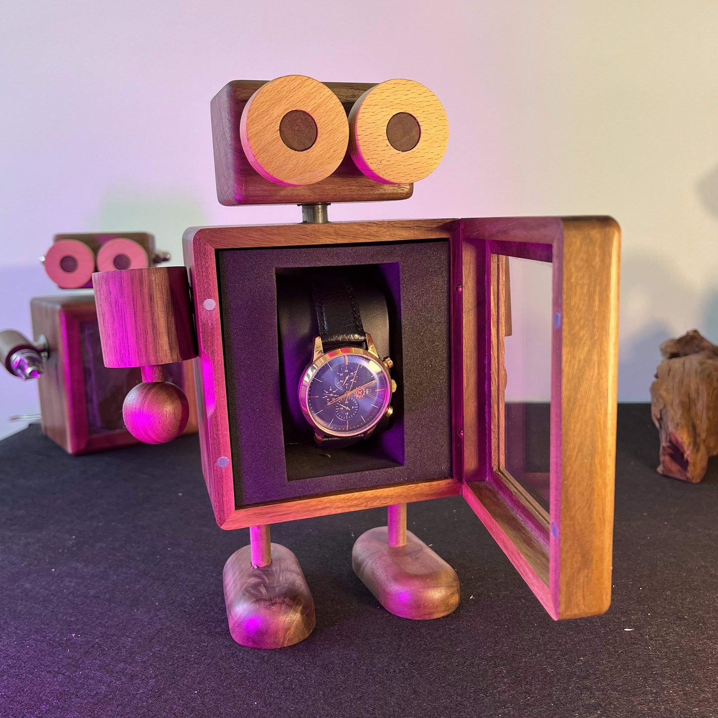 Robot Wooden Watch Case,Watch Box,Watch display case,Watch box for men,Watch box organizer, Watch display