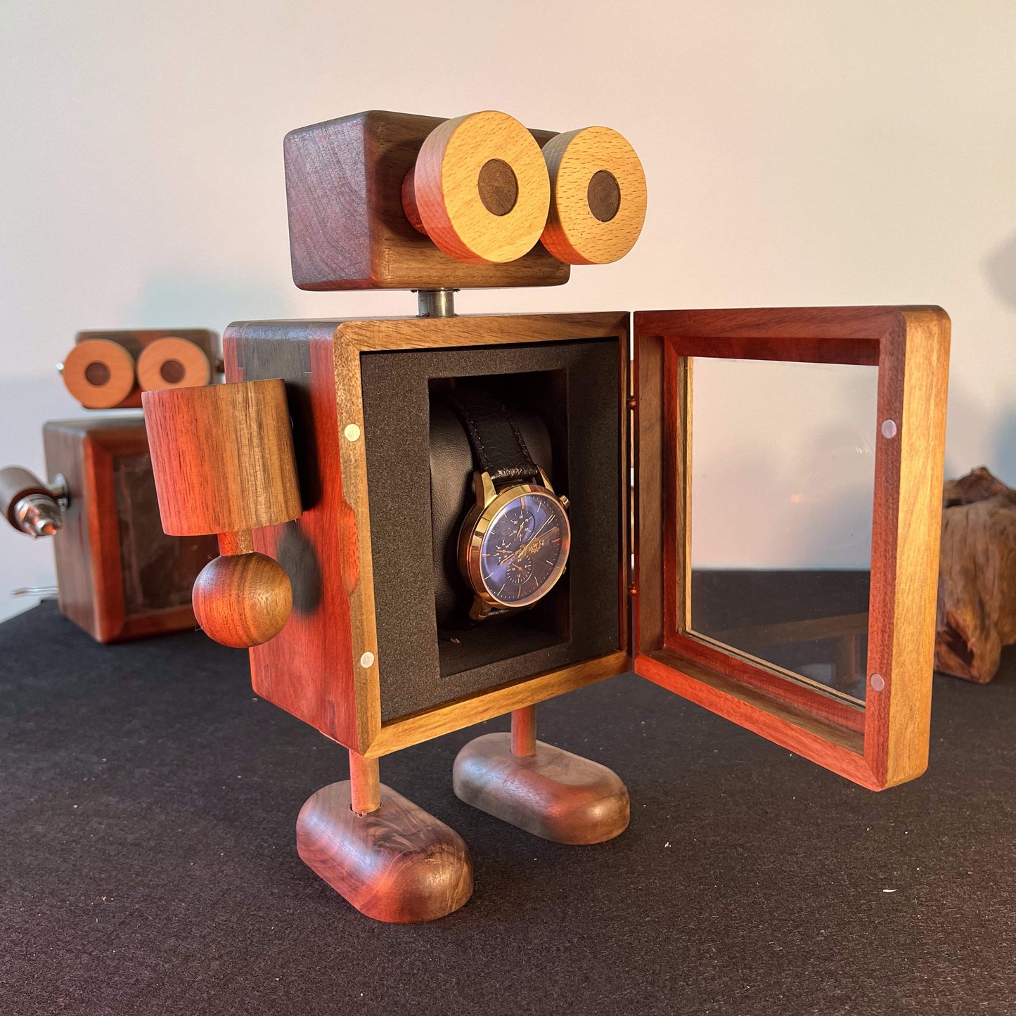 Robot Wooden Watch Case,Watch Box,Watch display case,Watch box for men,Watch box organizer, Watch display