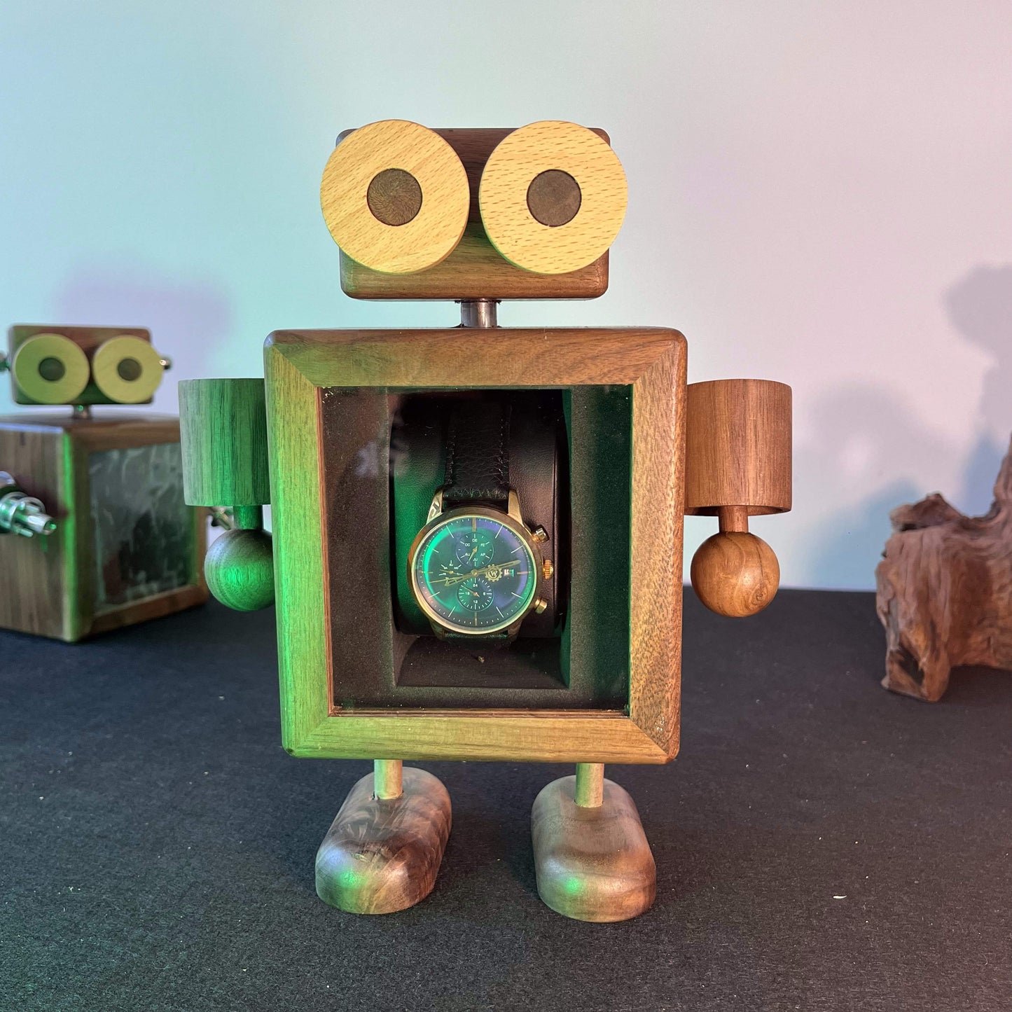Robot Wooden Watch Case,Watch Box,Watch display case,Watch box for men,Watch box organizer, Watch display