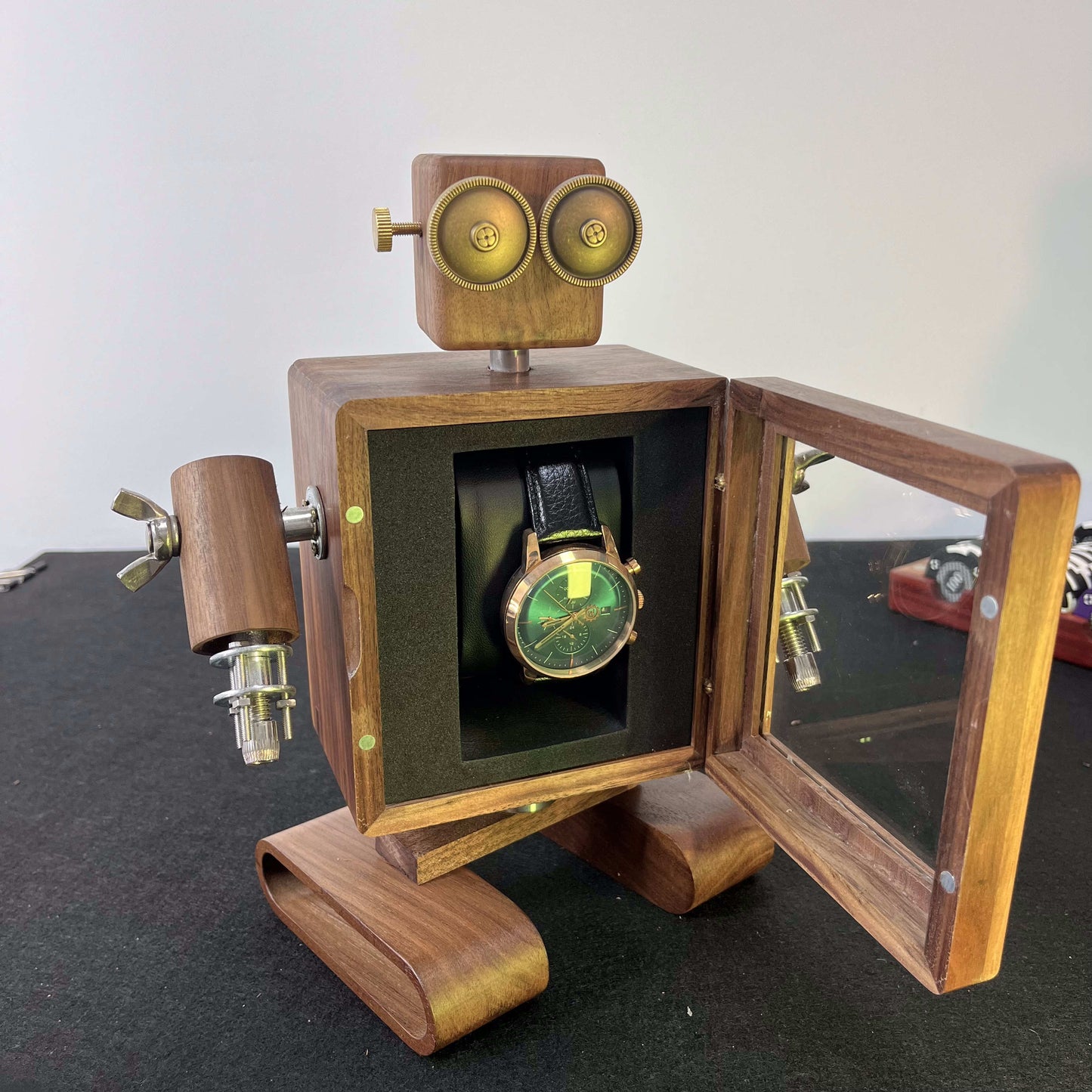 Robot Wooden Watch Case,Watch Box,Watch display case,Watch box for men,Watch box organizer, Watch display