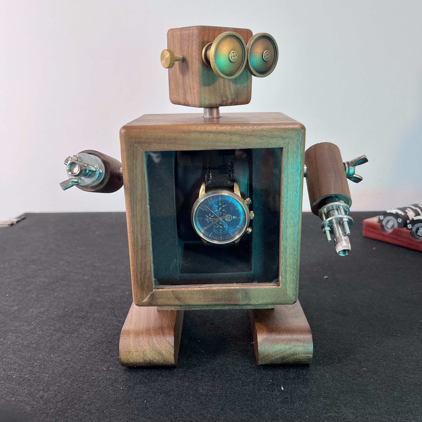 Robot Wooden Watch Case,Watch Box,Watch display case,Watch box for men,Watch box organizer, Watch display